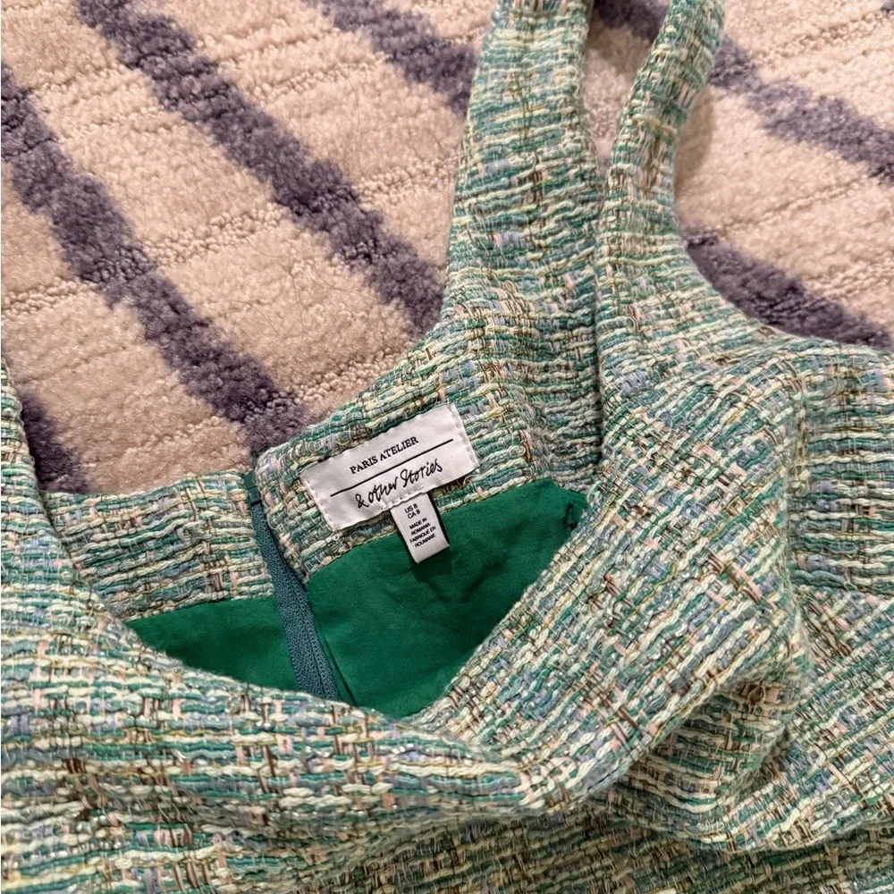 & Other Stories Green Ribbed Scoop Neck Mini Dress - Picture 3 of 3